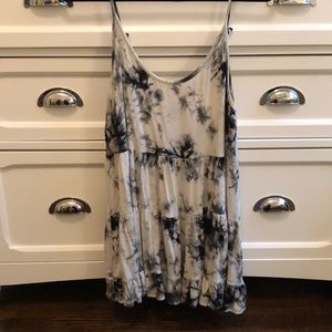 Navy and white spaghetti strap dress